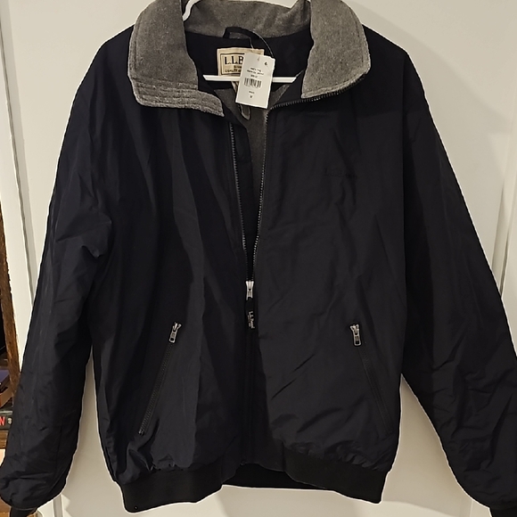 NWT LL Bean Men's Reg Warm Up Jacket Color Black Size M - Picture 1 of 4